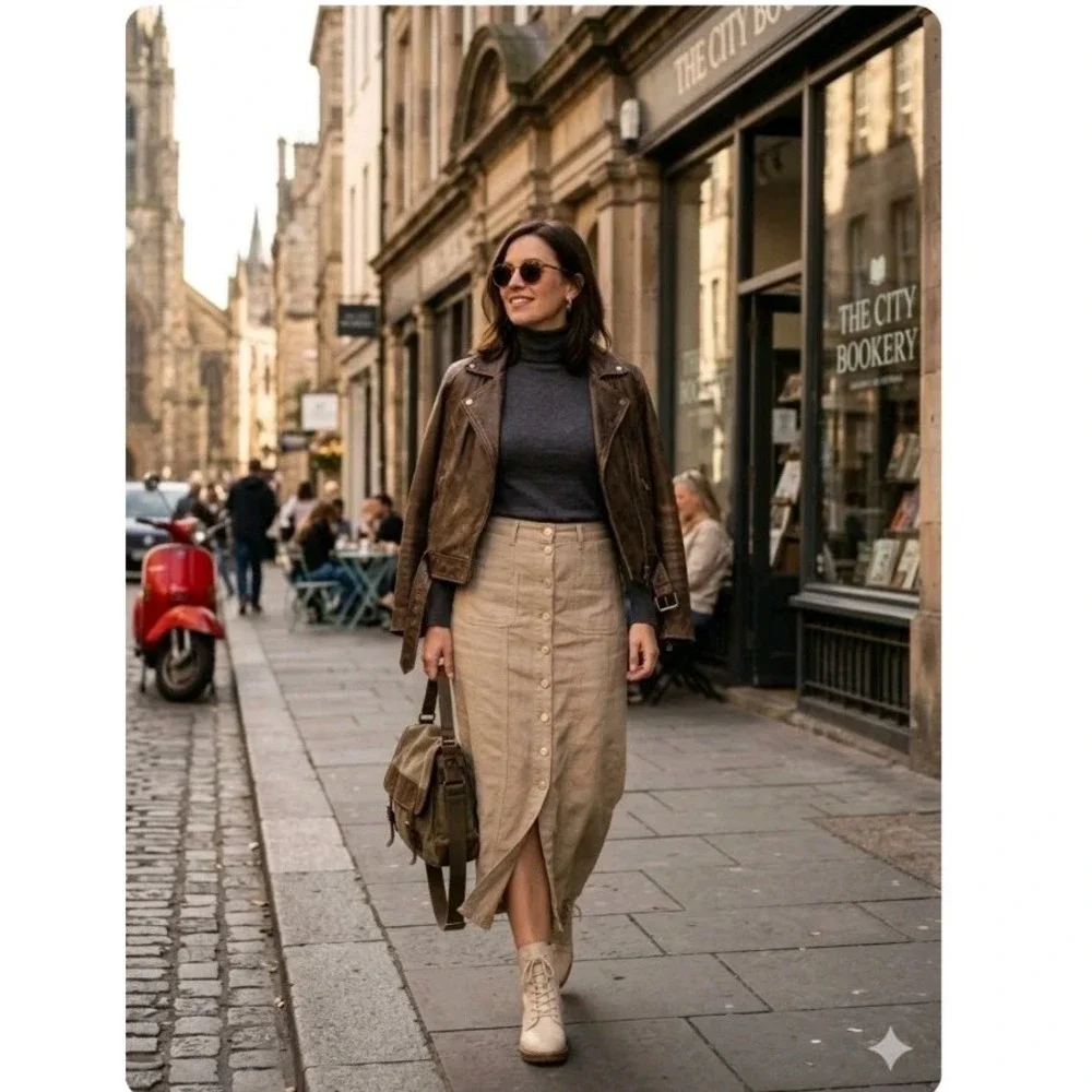 Michael Kors Womens Skirt Khaki Maxi Button Military Safari Size 10 27